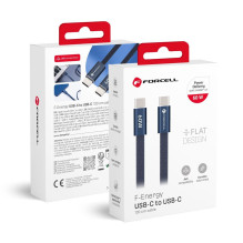 Laidas USB C į USB C Forcell F-Energy QC4.0 PD 3A 60W Cafule Flat 1,2 CCFN23 m tamsiai mėlynas Laidas USB C į USB C Forcell F-Energy QC4.0 PD 3A 60W Cafule Flat 1,2 CCFN23 m tamsiai mėlynas