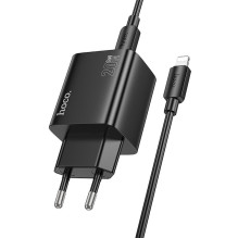 Phone charger Hoco 2 x USB C + 2 x USB A QC3.0 PD 3A 20W + cable USB C to Lightning N55 black