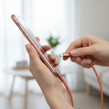 Laidas USB C į USB C Forcell F-Energy QC4.0 PD 3A 60W Cafule Flat 1,2 m CCFN23 oranžinis Laidas USB C į USB C Forcell F-Energy QC4.0 PD 3A 60W Cafule Flat 1,2 m CCFN23 oranžinis