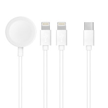 Cable 3in1 Type C to 2 x Lightning / Apple Watch 3W 2A C3168 1,2 m white