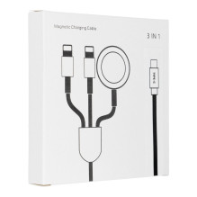 Laidas 3in1 Type-C į 2 x Lightning / Apple Watch 3W 2A C3168 1,2 m baltas