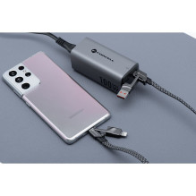 Laidas 4in1 USB C / USB A į USB C / Lightning Forcell F-Energy QC PD 3A 60W 1 m C241 chromuotas Laidas 4in1 USB C / USB A į USB C / Lightning Forcell F-Energy QC PD 3A 60W 1 m C241 chromuotas