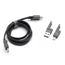 Cable 4in1 USB C / USB A to USB C / Lightning Forcell F-Energy QC PD 3A 60W 1 m C241 chrome Cable 4in1 USB C / USB A to USB C / Lightning Forcell F-Energy QC PD 3A 60W 1 m C241 chrome
