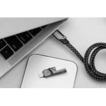 Cable 4in1 USB C / USB A to USB C / Lightning Forcell F-Energy QC PD 3A 60W 1 m C241 chrome Cable 4in1 USB C / USB A to USB C / Lightning Forcell F-Energy QC PD 3A 60W 1 m C241 chrome