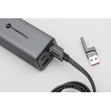 Cable 4in1 USB C / USB A to USB C / Lightning Forcell F-Energy QC PD 3A 60W 1 m C241 chrome Cable 4in1 USB C / USB A to USB C / Lightning Forcell F-Energy QC PD 3A 60W 1 m C241 chrome