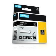 Label Tape - Dymo Vinyl White Black Indoor/Outdoor Use