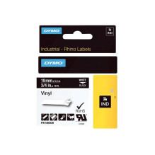 Label Tape - Dymo Vinyl White Black Indoor/Outdoor Use
