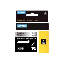 Label Tape - Dymo 18485 Permanent Adhesive Vinyl Black Metallic
