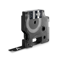 Label Tape - Dymo Vinyl White Black Indoor/Outdoor Use