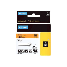 Label Tape - Dymo Black Orange Self-Adhesive Vinyl, OSHA ANSI ISO Compliant