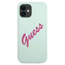 Guess Apple iPhone 12 Mini 5.4'' Vintage Fuschia Script Cover Blue