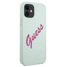 Guess Apple iPhone 12 Mini 5.4'' Vintage Fuschia Script Cover Blue