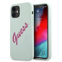 Guess Apple iPhone 12 Mini 5.4'' Vintage Fuschia Script Cover Blue
