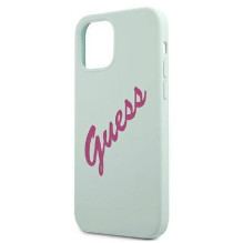 „Guess“ Apple iPhone 12 Mini 5.4\'\' vintažinio fuksijos rašto mėlynas dėklas „Guess“ Apple iPhone 12 Mini 5.4\'\' vintažinio fuksijos rašto mėlynas dėklas