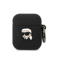 Karl Lagerfeld - Karl Lagerfeld 3D Logo NFT Karl Head Silicone Case for AirPods 1 / 2 Black