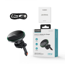 Choetech Choetech T204-F magnetic car holder with 15W wireless charging - black