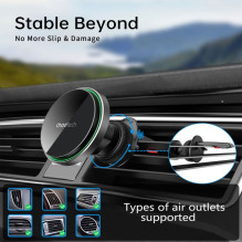 Choetech Choetech T204-F magnetic car holder with 15W wireless charging - black