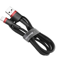 Baseus Cafule Cable patvarus nailono kabelis USB / Lightning QC3.0 1.5A 2M juodas-raudonas (CALKLF-C19) juodas