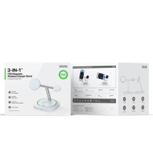 „Duzzona W16 15W“ 3 viename magnetinis belaidis įkroviklis, baltas „Duzzona W16 15W“ 3 viename magnetinis belaidis įkroviklis, baltas