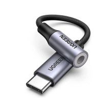 Ugreen USB-C to 3.5mm M / F Cable Aluminum Shell with Braided 10cm (80154) Black Grey