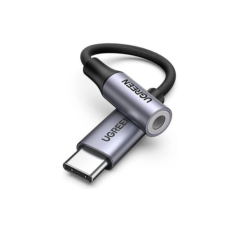 Ugreen USB-C to 3.5mm M / F Cable Aluminum Shell with Braided 10cm (80154) Black Grey