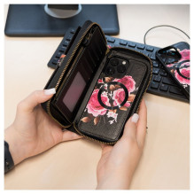 „Evelatus“ odinis dėklas „Apple iPhone 14 Pro Max“, juodas, su užtrauktuku ir gėlėmis „Evelatus“ odinis dėklas „Apple iPhone 14 Pro Max“, juodas, su užtrauktuku ir gėlėmis