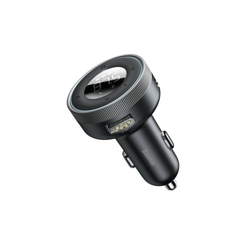 Baseus FM transmitter car charger LED 2x USB / 3.5mm jack wireless MP3 player Bluetooth 5.0 3.4A Black