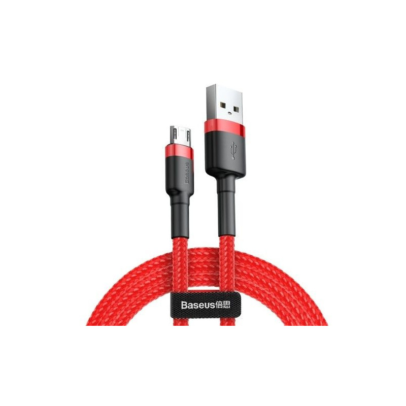 Baseus Cafule kabelis, patvarus nailono pintas laidas, USB / micro USB QC3.0 2.4A, 1M, raudonas