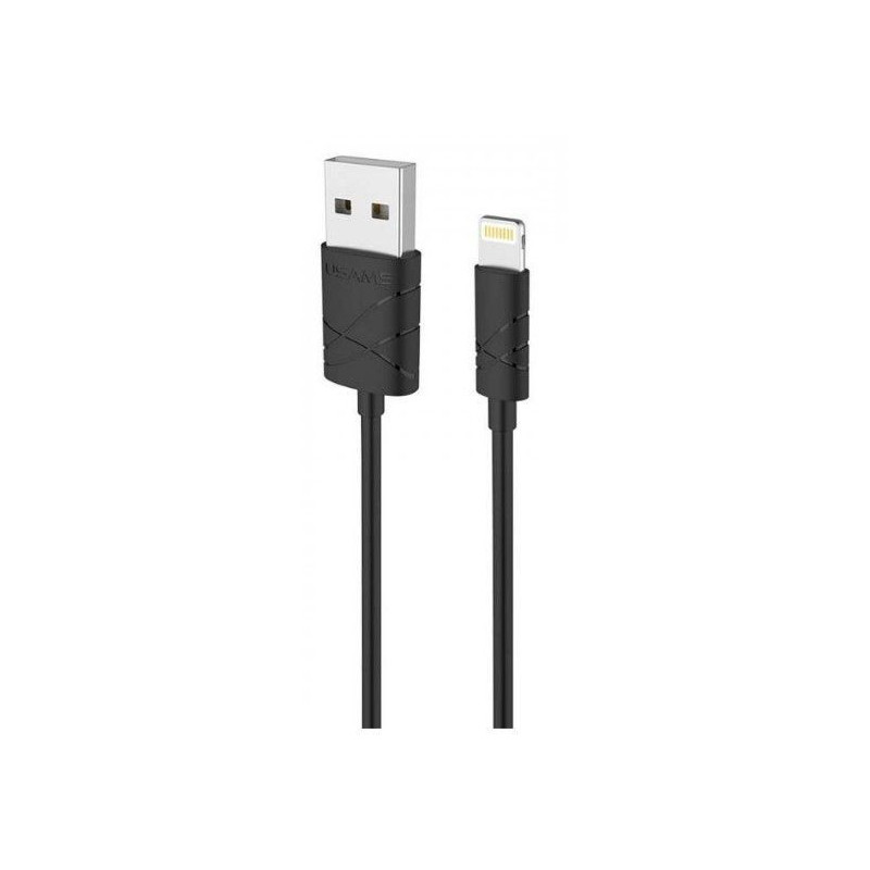 „USAMS Apple IP6SUSBJG01“ universalus patvarus „U-Gee“ USB į „Lightning“ duomenų ir įkrovimo laidas, 1 m, juodas