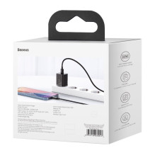 Baseus Baseus Super Si 1C fast charger USB Type C 20W Power Delivery + USB Type C - Lightning cable 1m black (TZCCSUP-B0 Baseus Baseus Super Si 1C fast charger USB Type C 20W Power Delivery + USB Type C - Lightning cable 1m black (TZCCSUP-B0