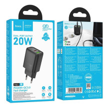 Hoco N61 Gentle PD20W+QC3.0 įkroviklis (EU) juodas Hoco N61 Gentle PD20W+QC3.0 įkroviklis (EU) juodas