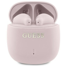 „Guess“ „Bluetooth“ ausinės GUTWSJ14ESGE TWS + pilkai spausdintas klasikinis logotipas rožinės spalvos