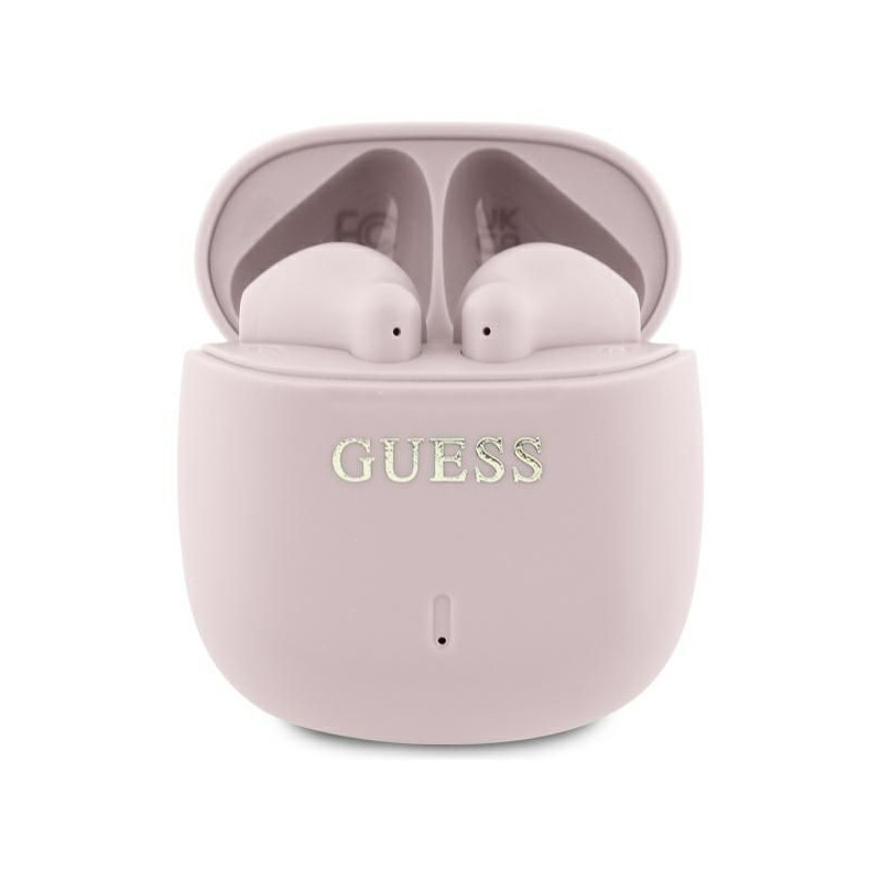 „Guess“ „Bluetooth“ ausinės GUTWSJ14ESGE TWS + pilkai spausdintas klasikinis logotipas rožinės spalvos