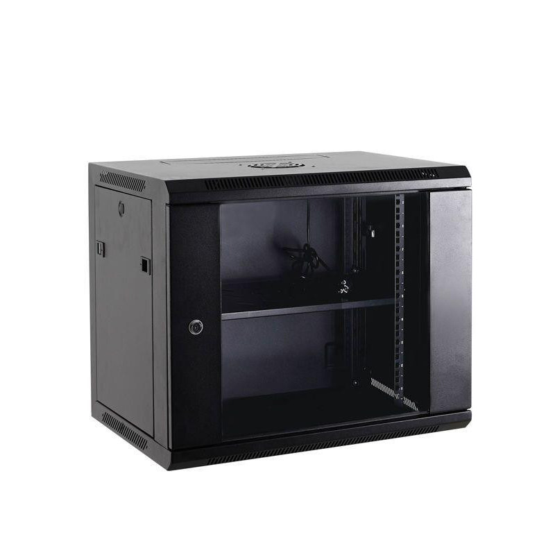 Netrack wall / hanging cabinet 19'' 15U / 450 mm glass door grey remov. side pan.