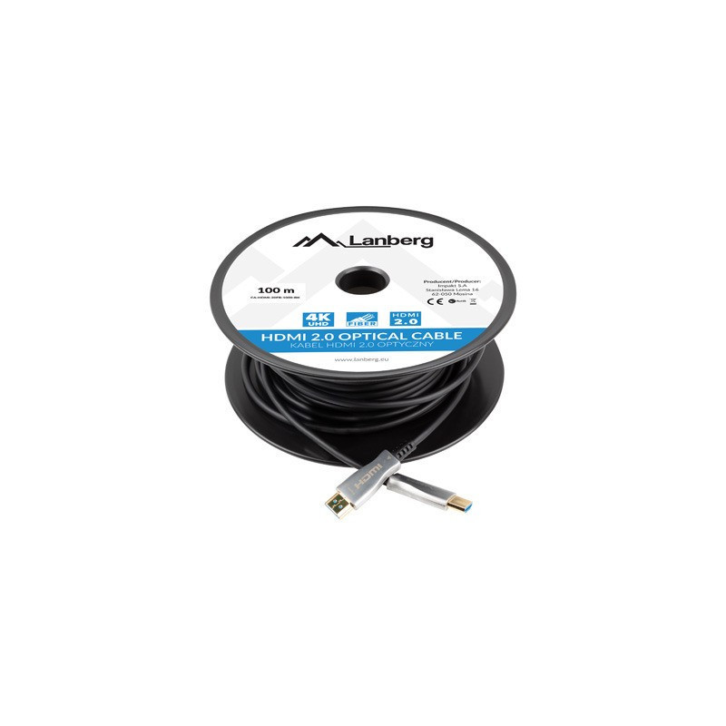 Lanberg CA-HDMI-20FB-1000-BK optical cable HDMI M / M 100m v2.0 4K AOC