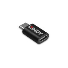 USB Adapter - LINDY USB 3.2 Type C to CM/F Adapter, 100W Data Blocker, Black