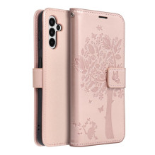 MEZZO knygų dėklas SAMSUNG A13 5G / A04S telefonui, rožinio aukso spalvos, medis MEZZO knygų dėklas SAMSUNG A13 5G / A04S telefonui, rožinio aukso spalvos, medis
