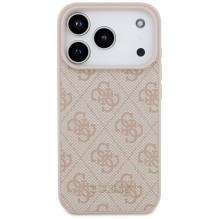 GUESS dėklas, skirtas IPHONE 17 Pro GUHCP17LG4GFPI (PU 4G Classic), rožinis