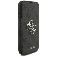 GUESS dėklas, skirtas IPHONE 17 Pro, GUBKP17L4GMGGR (PU 4G metalinis logotipas), juodas