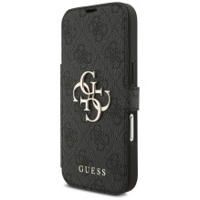 GUESS dėklas, skirtas IPHONE 17 Pro, GUBKP17L4GMGGR (PU 4G metalinis logotipas), juodas