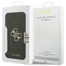 GUESS dėklas, skirtas IPHONE 17 Pro Max GUBKP17X4GMGGR (PU 4G metalinis logotipas), juodas