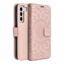 MEZZO knygų dėklas SAMSUNG S22, mandala, rožinis auksas MEZZO knygų dėklas SAMSUNG S22, mandala, rožinis auksas