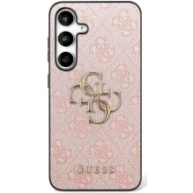 GUESS dėklas, skirtas SAMSUNG S25 FE GUHCS25FE4GMGPI (PU oda, 4G metalinis logotipas), rožinis