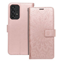MEZZO knygų dėklas SAMSUNG A33 5G mandala rožinio aukso spalvos