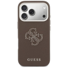GUESS dėklas, skirtas IPHONE 17 Pro GUHCP17L5PS4RGGW (PU FW Resin Logo) rudas