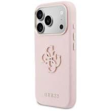 GUESS dėklas, skirtas IPHONE 17 Pro GUHCP17L5PS4RGGP (PU FW Resin Logo) rožinis