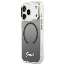 GUESS dėklas, skirtas IPHONE 17 Pro, suderinamas su MagSafe GUHMP17L5HTGMCSK (IML Gradient Script Metal), juodas