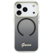 GUESS dėklas, skirtas IPHONE 17 Pro, suderinamas su MagSafe GUHMP17L5HTGMCSK (IML Gradient Script Metal), juodas