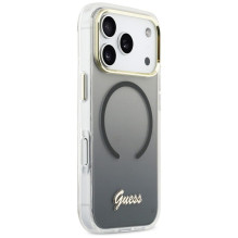 GUESS dėklas, skirtas IPHONE 17 Pro, suderinamas su MagSafe GUHMP17L5HTGMCSK (IML Gradient Script Metal), juodas