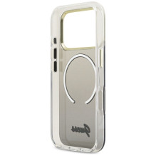 GUESS dėklas, skirtas IPHONE 17 Pro, suderinamas su MagSafe GUHMP17L5HTGMCSK (IML Gradient Script Metal), juodas